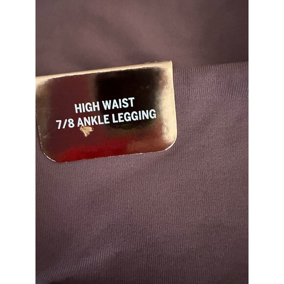 PINK Cozy Yoga Pants Velvet Trim High Waist Leggings Athleisure Pink 7/8 Comfy - Picture 4 of 8